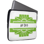 Art Deco Sunburst Pattern in White en Limoen Lapto Laptop Sleeve (Voorkant Rechts)