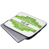 Art Deco Sunburst Pattern in White en Limoen Lapto Laptop Sleeve (Voorkant onderkant)