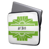 Art Deco Sunburst Pattern in White en Limoen Lapto Laptop Sleeve (Voorkant Links)