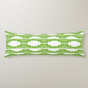 Art Deco Sunburst Pattern in White en Limoen Lichaamskussen