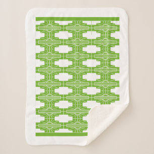 Art Deco Sunburst Pattern in White en Limoen Sherp Sherpa Deken