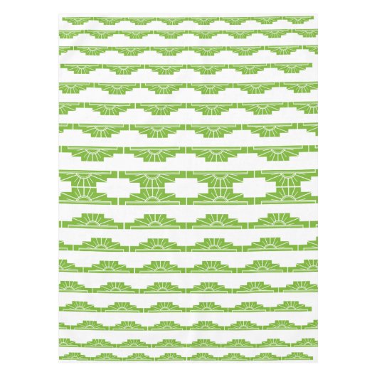 Art Deco Sunburst Pattern in White en Limoen Tafelkleed (Voorkant)