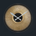 Art Deco Sunburst  Ronde Klok<br><div class="desc">Maak het kunstdeco-invloed om je plaats te bespioneren..</div>