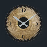 Art Deco Sunrays met Numbers  Ronde Klok<br><div class="desc">Maak het kunstdeco-invloed om je plaats te bespioneren..</div>