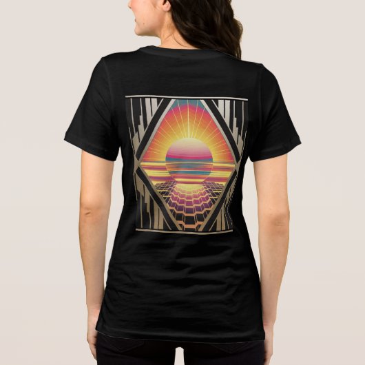 Art Deco Sunrise Black Tri-Blend Shirt (Achterkant)