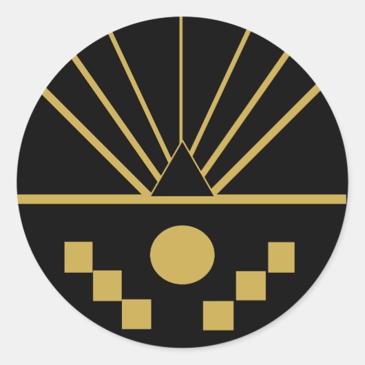 Art Deco Sunrise in reliëf Ronde Sticker (Voorkant)
