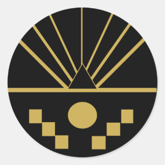 Art Deco Sunrise in reliëf Ronde Sticker