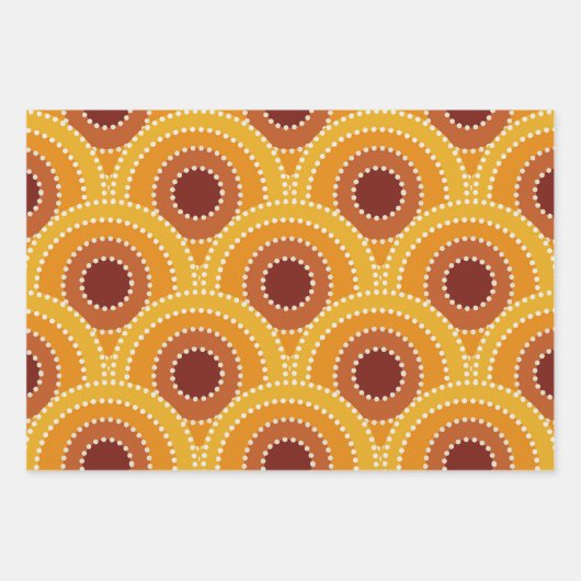 Art Deco Sunrise Retro patroon Inpakpapier Vel (Voorkant 2)