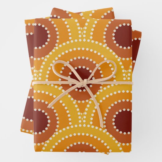 Art Deco Sunrise Retro patroon Inpakpapier Vel (In situ)