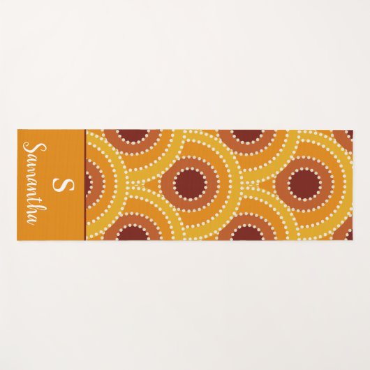 Art Deco Sunrise Retro patroon monogrammen Yogamat (Voorkant (horizontaal))