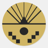 Art Deco Sunrise Ronde Sticker (Voorkant)