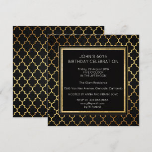 Art Deco Suprise Birthday Party Black Golden Folie Kaart