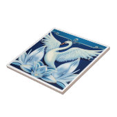 Art Deco Swan en Lilies Tegeltje (Zijkant)