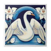 Art Deco Swan en Lilies Tegeltje (Voorkant)