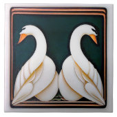 Art Deco Swan Floral Wall Decor Art Nouveau Tegeltje (Voorkant)