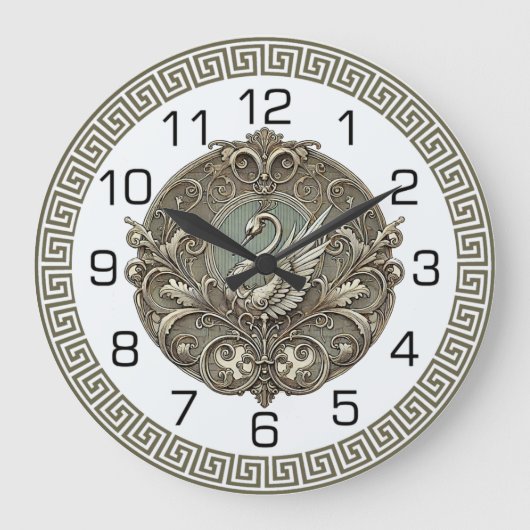 Art Deco Swan Grote Klok (Voorkant)