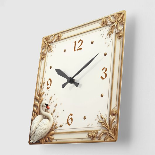 Art Deco Swan Vierkante Klok (Hoek)
