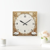 Art Deco Swan Vierkante Klok (Huis)