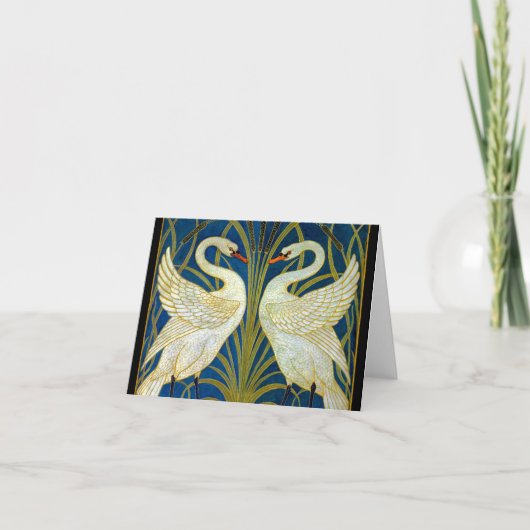 Art Deco Swans Bedankkaart (Voorkant)