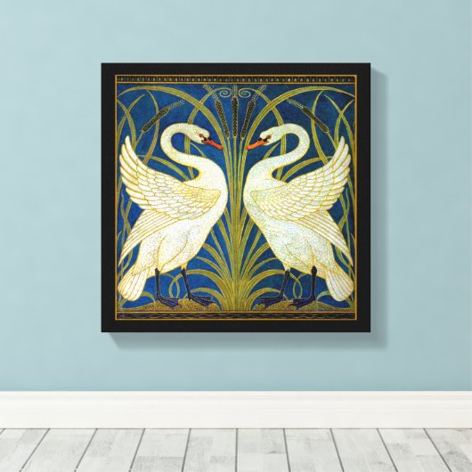 Art Deco Swans Canvas Afdruk (Insitu (Houten vloer))