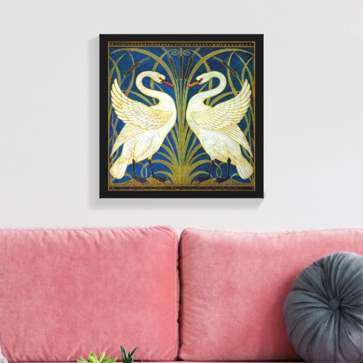 Art Deco Swans Canvas Afdruk (Insitu (Woonkamer))