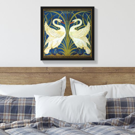 Art Deco Swans Canvas Afdruk (Insitu (Slaapkamer))
