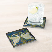 Art Deco Swans Glazen Onderzetter (Schuin)