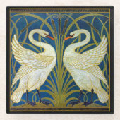 Art Deco Swans Glazen Onderzetter (Voorkant)