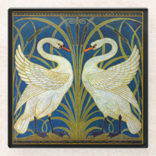 Art Deco Swans Glazen Onderzetter