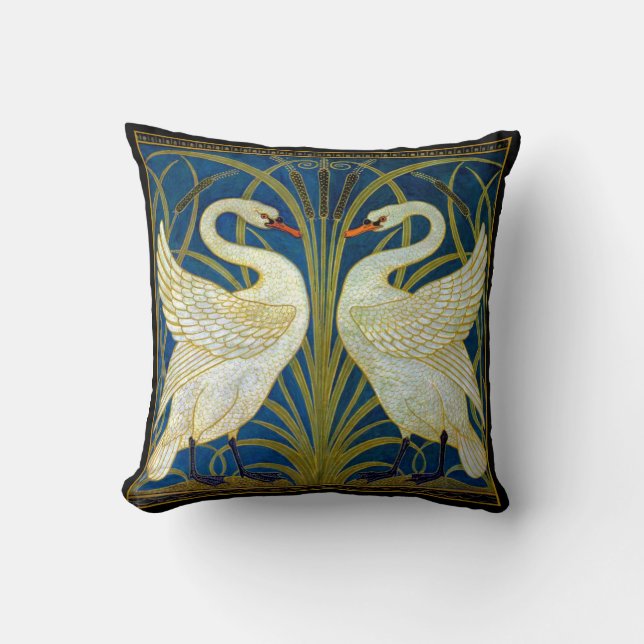 Art Deco Swans Kussen (Voorkant)