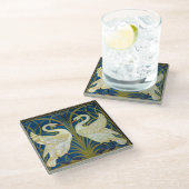 Art Deco Swans Muismat Glazen Onderzetter (Schuin)