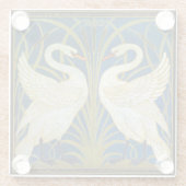Art Deco Swans Muismat Glazen Onderzetter (Achterkant)