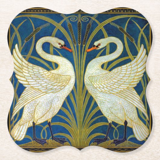Art Deco Swans Muismat Kartonnen Onderzetters (Voorkant)