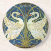 Art Deco Swans Muismat Zandsteen Onderzetter (Voorkant)