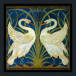 Art Deco Swans Poster<br><div class="desc">Kunstdezwans in riet en water.</div>