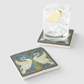 Art Deco Swans Stenen Onderzetter (Zijkant)
