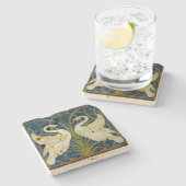 Art Deco Swans Stenen Onderzetter (Zijkant)