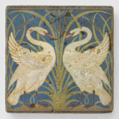Art Deco Swans Stenen Onderzetter (Voorkant)