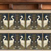 Art Deco Swans Wall Decor Art Nouveau Crane Swan Tegeltje