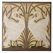 Art Deco Swans Wall Decor Art Nouveau Swan Tegeltje (Voorkant)