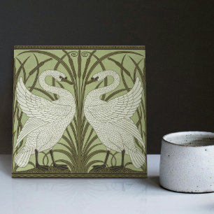 Art Deco Swans Wall Decor Art Nouveau Swan Tegeltje