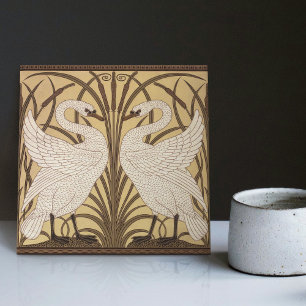 Art Deco Swans Wall Decor Art Nouveau Swan Tegeltje
