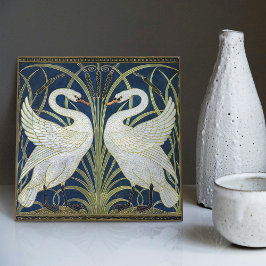 Art Deco Swans Wall Decor Art Nouveau Swan Tegeltje