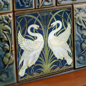 Art Deco Swans Wall Decor Art Nouveau Swan Tegeltje
