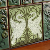 Art Deco Swans Wall Decor Art Nouveau Swan Tegeltje