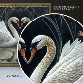 Art Deco Swans Wall Decor Art Nouveau Swan Tegeltje