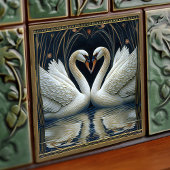 Art Deco Swans Wall Decor Art Nouveau Swan Tegeltje