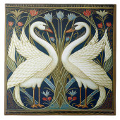Art Deco Swans Wall Decor Art Nouveau Swan Tegeltje (Voorkant)
