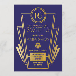 Art Deco Sweet 16 Birthday Party 1920s Gatsby Gold Kaart