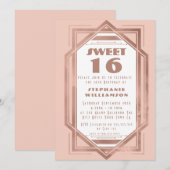 Art Deco Sweet 16 Roos Gold en Blush Pink Gatsby Kaart (Voorkant / Achterkant)